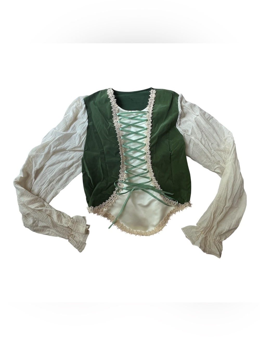 RENAISSANCE CORSET FAIRY TOP GREEN FAIR COSPLAY WOMENS S-M